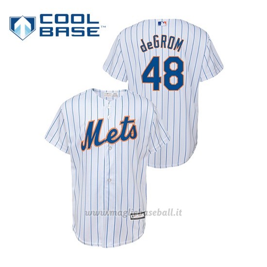 Maglia Baseball Bambino New Y Ork Mets 48 Jacob Degrom Cool Base Primera Bianco
